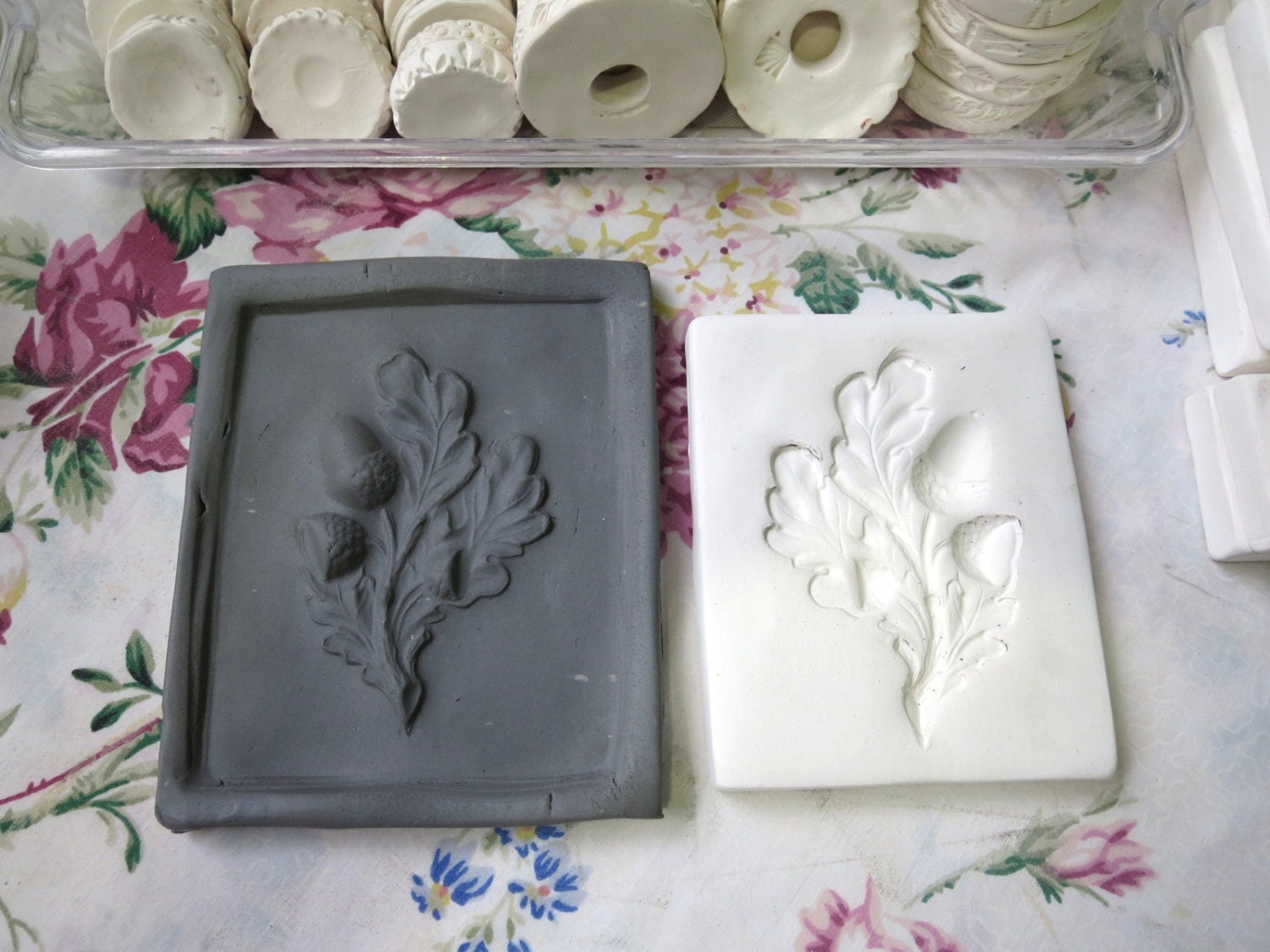 Clay Acorn Oak Leaf Pottery Press Mold Relief Mold or Sprig