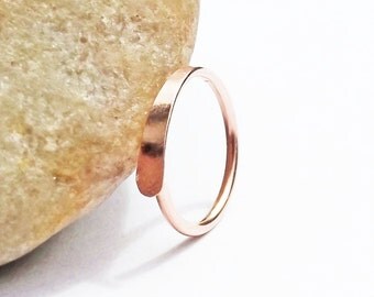 14K Rose Gold Filled Hammered Cartilage Hoop, 18 Gauge Pink Gold Hammered End Hoop, Helix Earring, Daith Hoop, Rook, Tragus