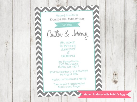 Couples Shower Invite - Printable Shower Themed Chevron Invitation - Colors and Text Customizable Il_570xn