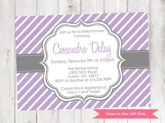 Printable Kitchen Shower Invitation - Shower Themed Diagonal Stripe Invite - Colors and Text Customizable Il_570xn