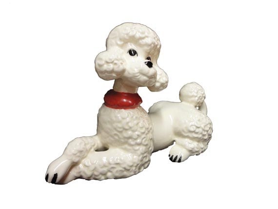 white ceramic poodle