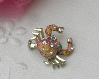 Pin - Crab Figural - Movable Claws - Vintage
