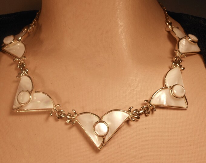 FREE SHIPPING Mother of pearl choker, adjustable necklace in unique geometric designs wedding perfect from, gold plated body