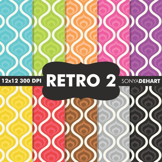80% OFF Sale Retro Digital Papers, Retro Papers, Retro Patterns, Retro Paper, Digital Paper, Scrapbook Papers, Scrapbook Pages Il_570xn