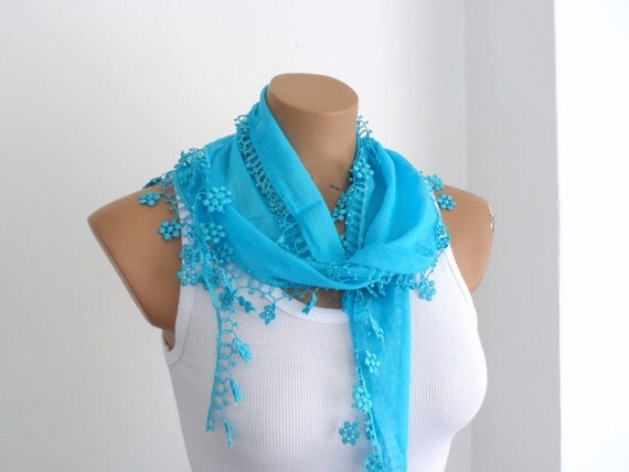 Turquoise Blue Scarf Women Scarves Cotton Scarf Cowl with