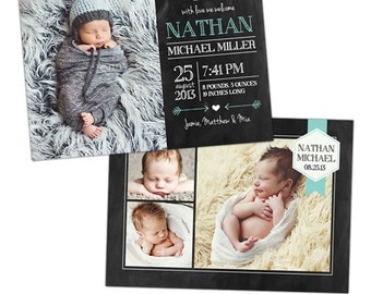 Birth announcement template - Baby Nathan - E902