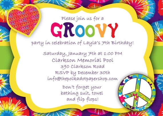 Hippie Invitations Birthday Party 5