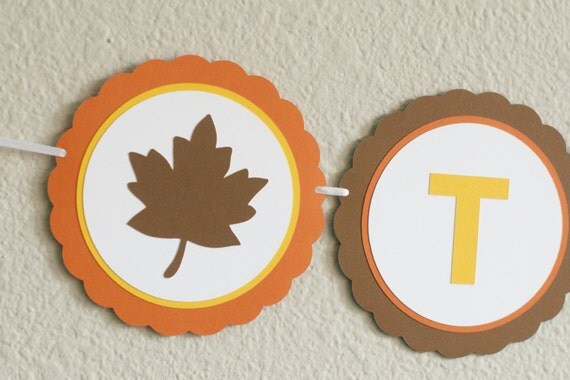 THANKFUL Fall Thanksgiving Banner Leaf Il_570xn