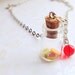 Fruit Lovers Necklace. Teeny Glass Bottle. Miniature Food. Fruit. Strawberry. Red Glass Bead. Fun. Whimsical. Cute Bottle. Summer. Spring.