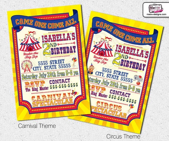 Circus or Carnival Invitations Il_570xn