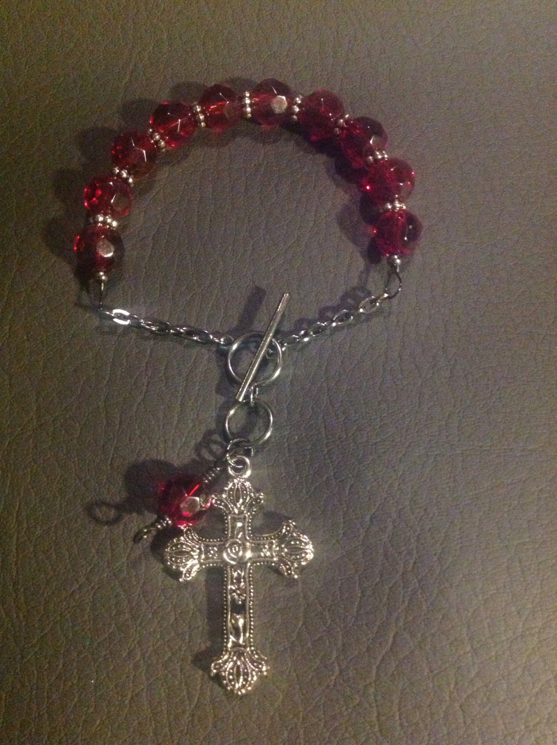 Deep Red Rosary Bracelet