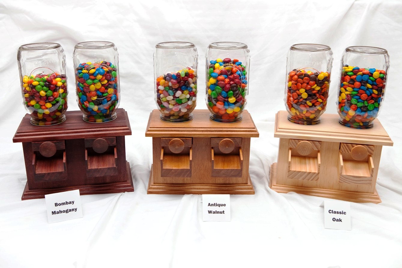 Handmade DOUBLE Wooden Candy Dispenser M&M Peanut Skittles