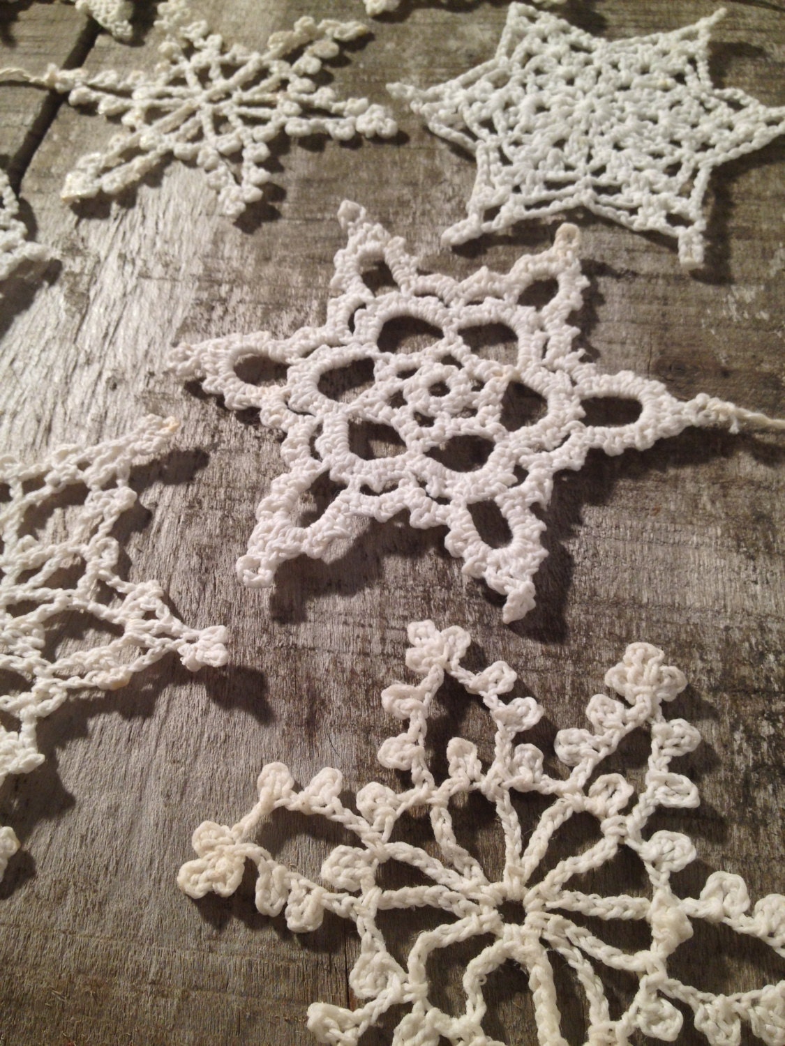 Vintage Crochet Snowflake Ornaments Set of 12 Lace FREE