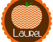 chevron pumpkin with scalloped edge - personalized - digital image Il_170x135