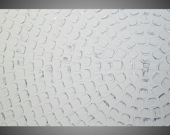 Painting Art Paintings Acrylic Painting White Silver Squares Large Canvas Art Wall Art Abstract Art Deco 48 x 24 by ilonka Made to Order