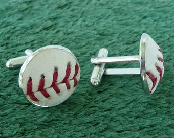 Real Baseball Cufflinks - Handmade Cuff Links Using a Real Baseball