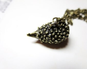 Hedgehog necklace -bronze Tiny Hedgehog necklace- silver Hedgehog pendant with Free gift