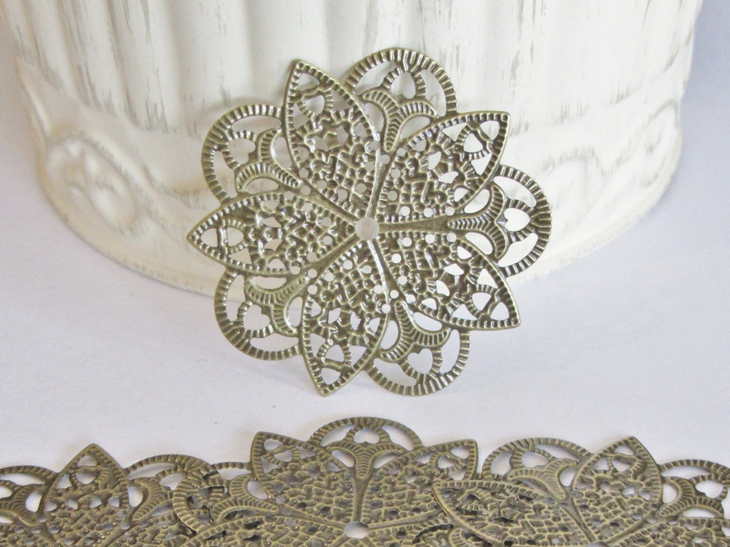 6 Filigree Metal Embellishments for by CreationsToGo on Etsy
