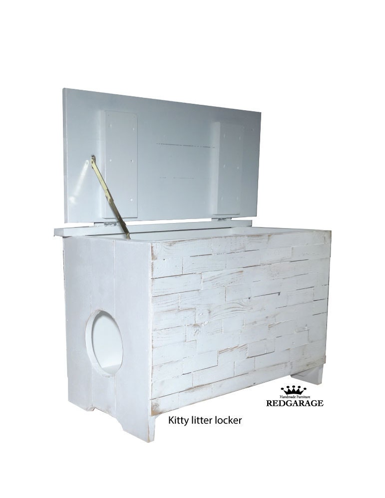 White Kitty litter locker Cat Furniture kitty litter storage