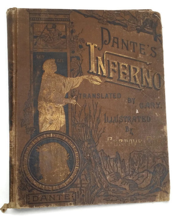 Dante's Inferno Vintage Book 1800's Poetry by colonialcrafts