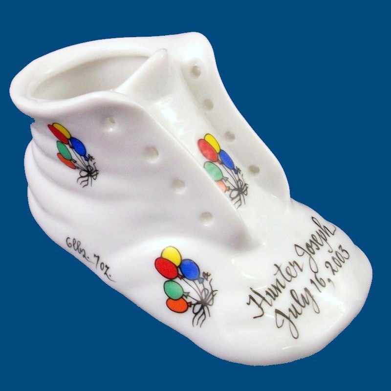 Personalized Hand Painted Porcelain Baby Shoe with