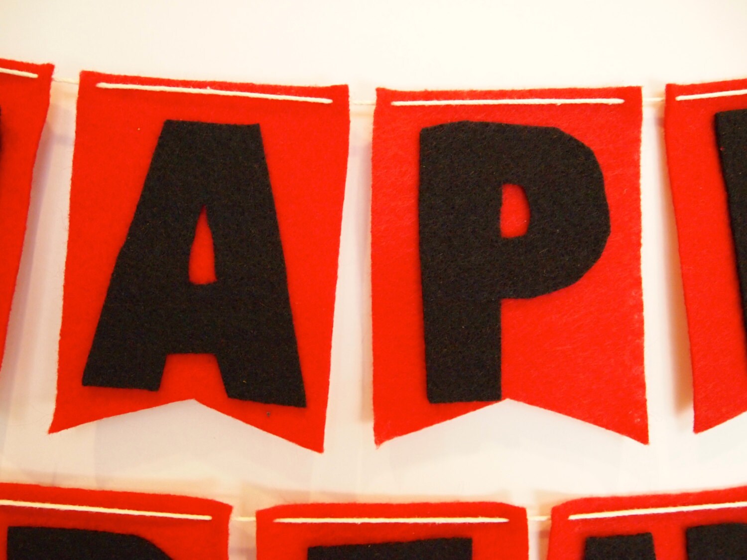 HAPPY BIRTHDAY Felt Flag Banner in Red and Black by LittleUrbanite