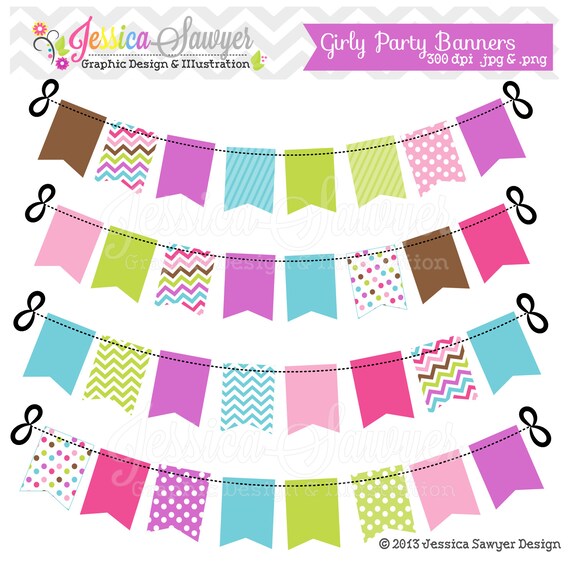 80% OFF - INSTANT DOWNLOAD, girly bunting banners, girls party banner ...