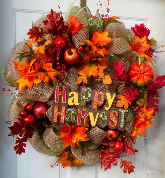 ONE LEFT Fall Deco Mesh Wreath Autumn Wreath Fall Wreath