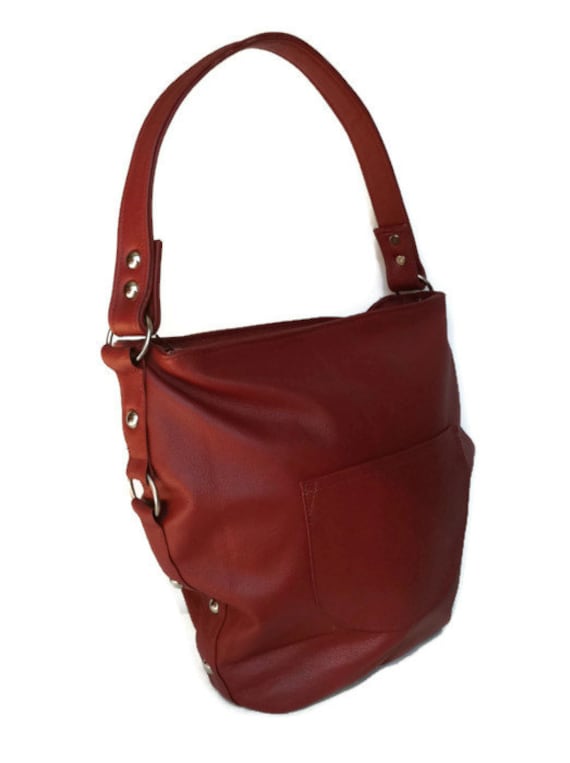 Genuine burgundy italian leather hobo bag purse by Fgalaze