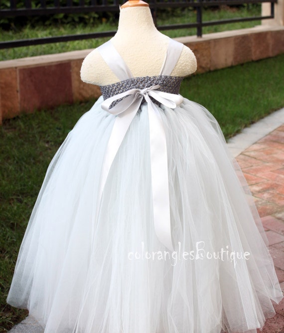 Flower Girl Dress Grey tutu dress baby dress toddler birthday