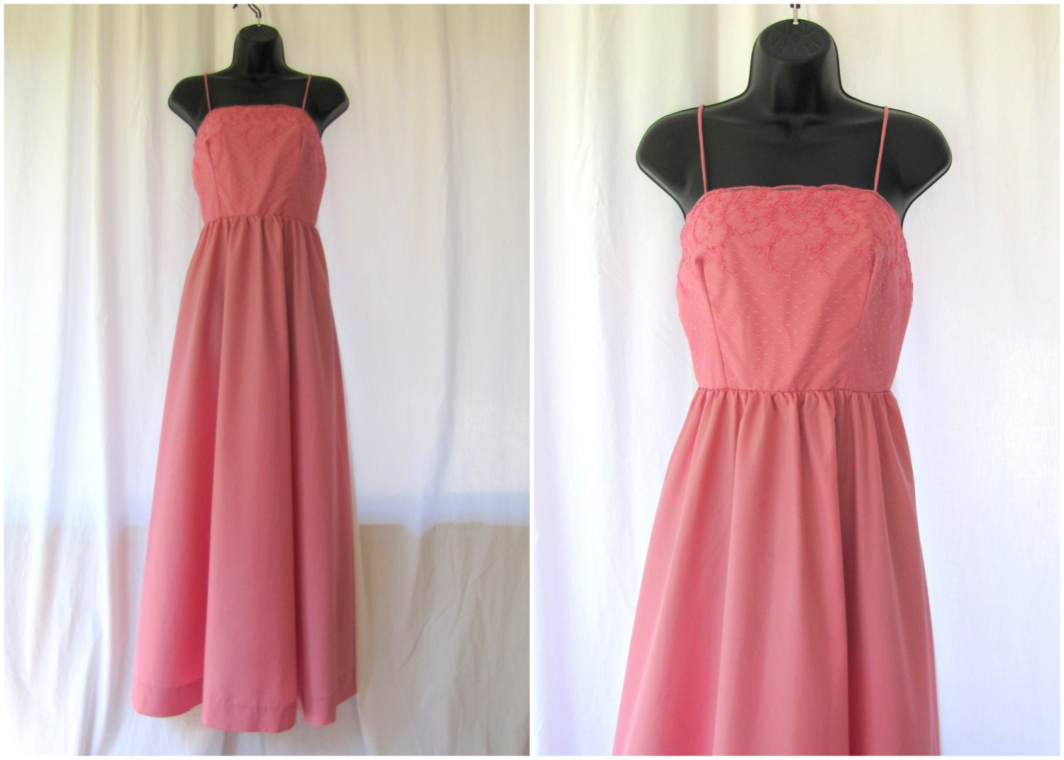 Vintage Formal Gown | Rose Taffeta & Lace Bridesmaid Dress | 1980s ...