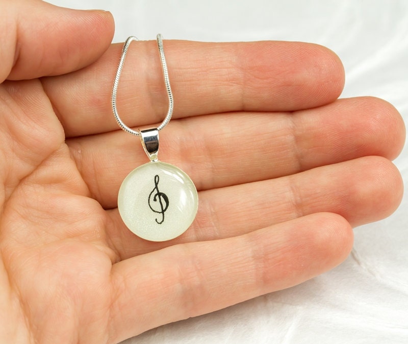Treble Clef Necklace Musical Note Necklace Music by BlissInArt