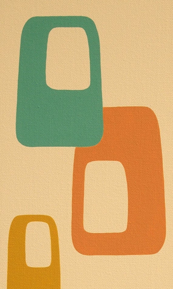 8 X 24 Original Painting Mid Century Modern