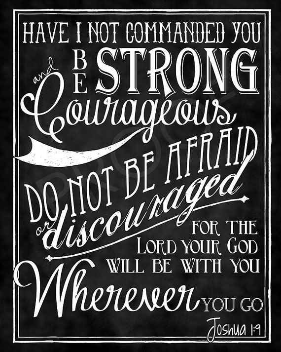 Scripture Art Joshua 1:9 Chalkboard Style