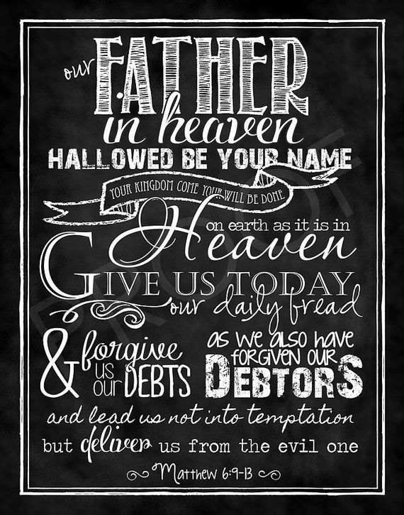 Scripture Art Matthew 6:9-13 Chalkboard Print The