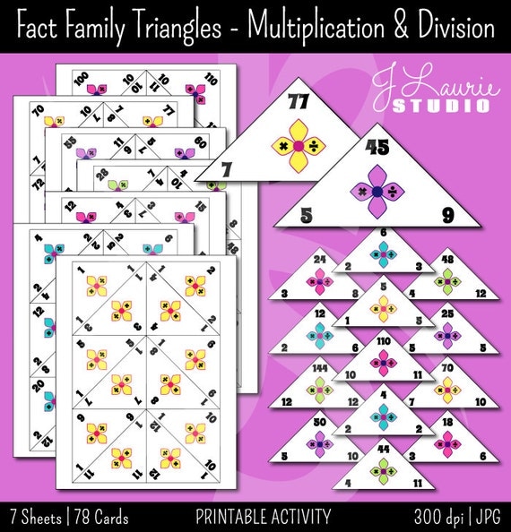 Number Names Worksheets printable fact family worksheets : Fact Family Triangles Multiplication And Division - fact family ...