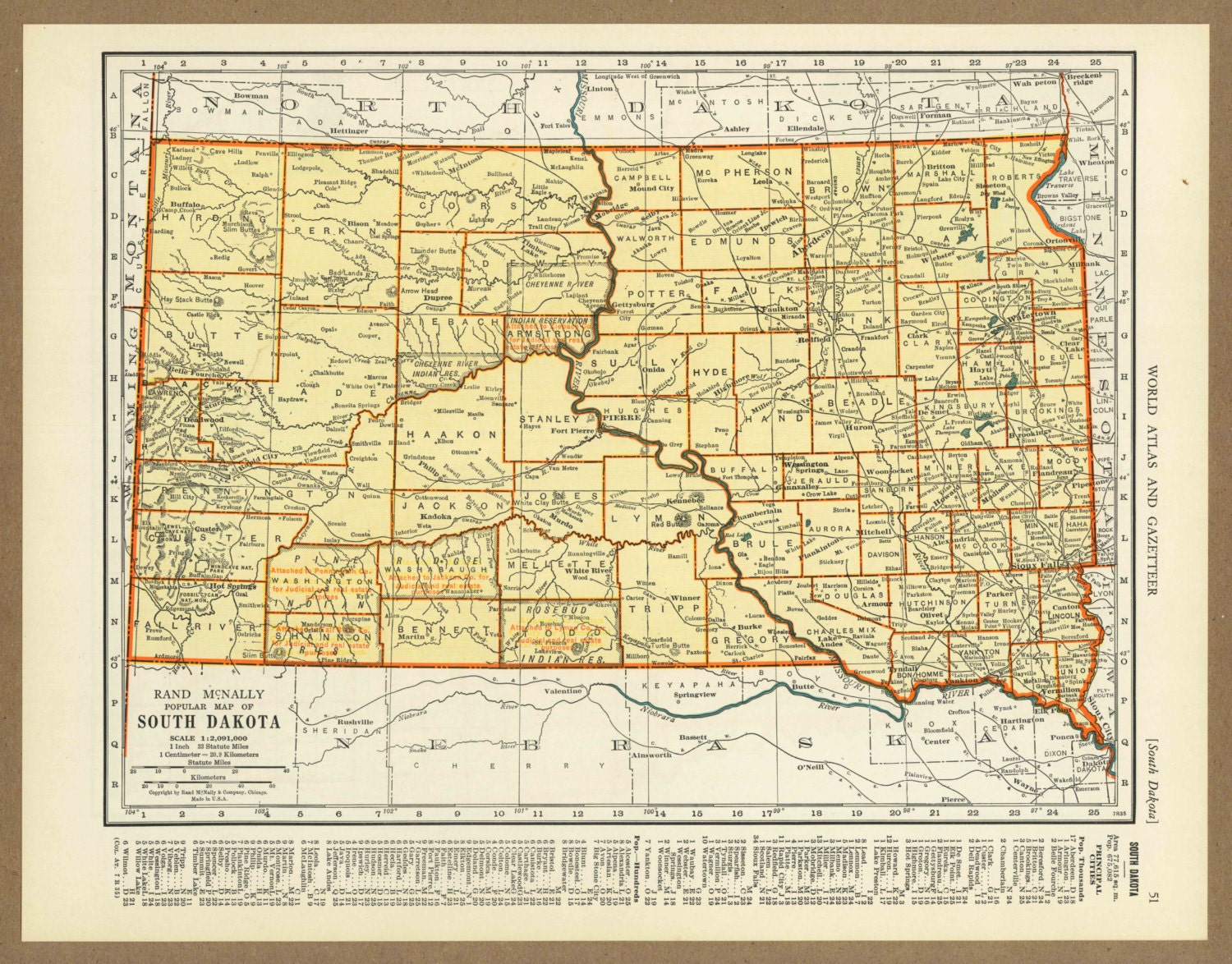 Vintage map of South Dakota from 1936 Antique by placesintimemaps