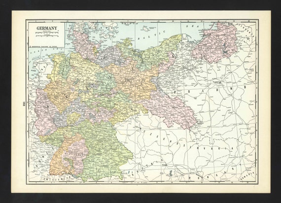 Vintage Map of Germany From 1935 Original