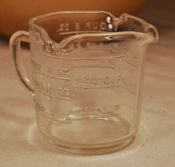 Vintage 3 Spout Measuring Cup One Cup Glass Measurement