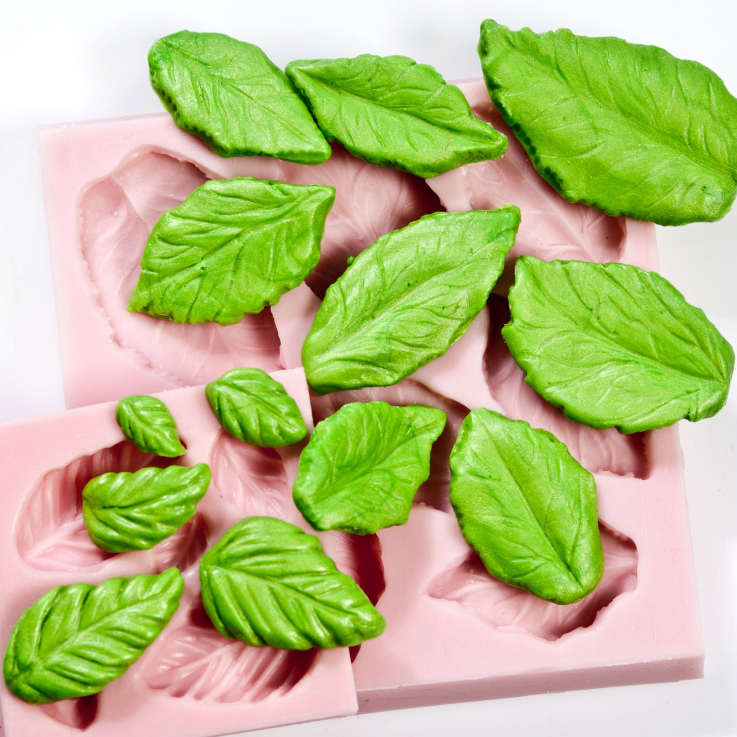 Leaf Mold Set Two silicone molds create 13 leaves Fondant