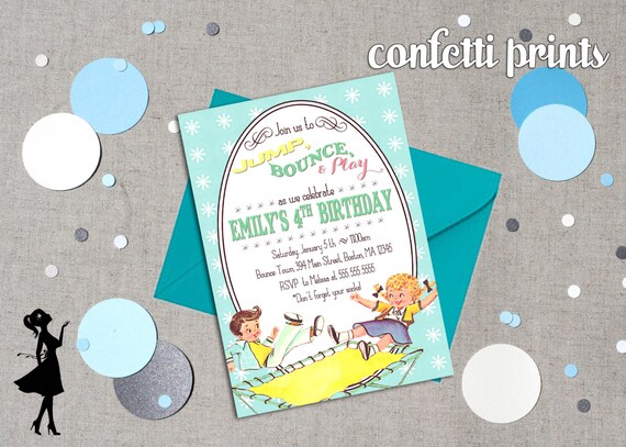 Vintage Bounce House Birthday Invitation - BOUNCE Printable Il_570xn
