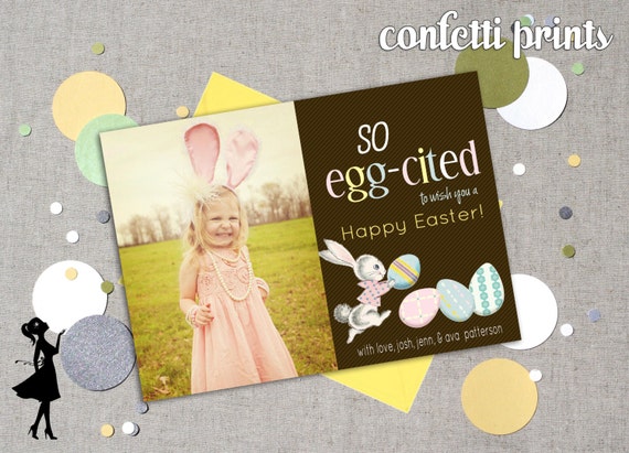 Easter Photo Card - SO EGG-CITED Il_570xn