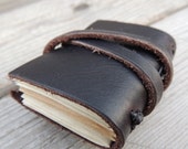 Miniature Leather Journal - Leather notebook handbound onto genuine bison leather