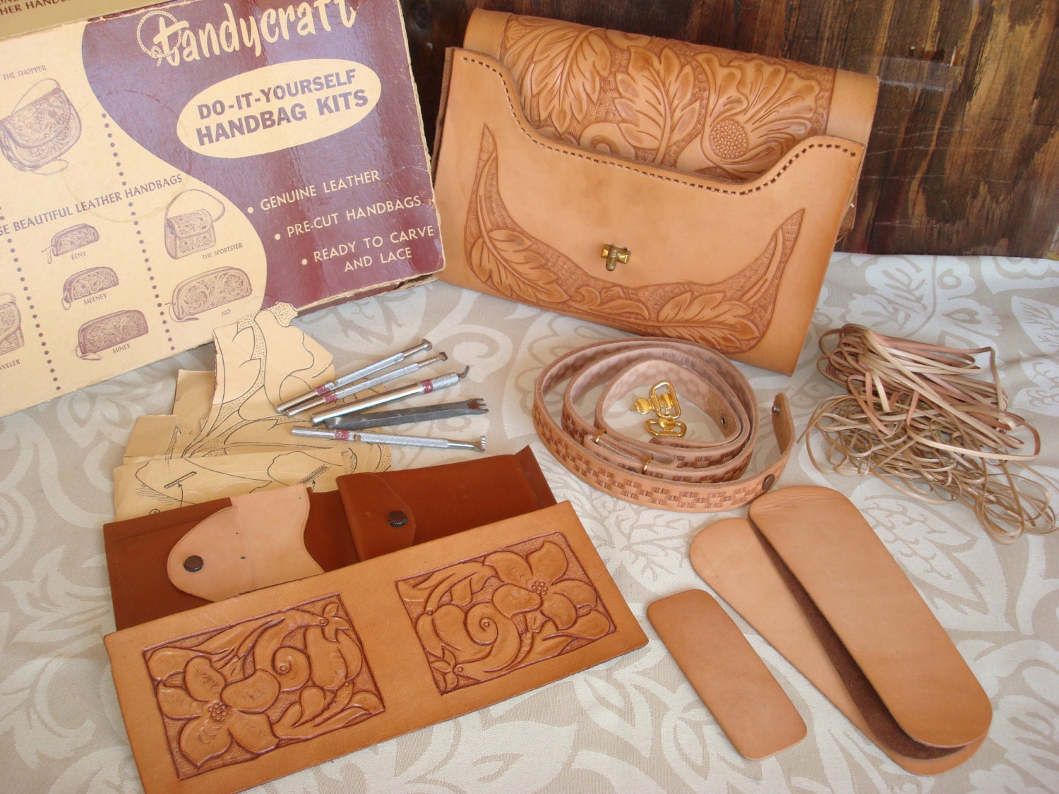 Vintage Tandy Leather DIY Kit Purse and Wallet TANDY