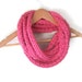 Hot Pink Scarf .. Bright Pink Scarf .. Neon Pink Scarf .. Handwoven Scarf .. Chunky Infinity Scarf .. Indie Clothing .. Eternity Scarf