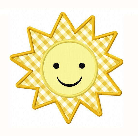 Instant Download Summer Sun Applique Machine Embroidery Design