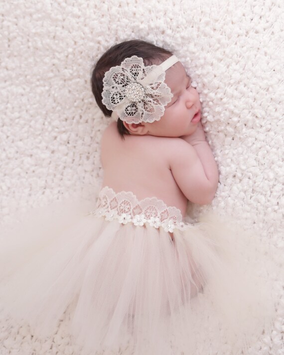 style headband with swarovski crystals baby ivory newborn tutu with lace headband newborn photography style headband with swarovski crystals baby ivory newborn tutu with lace headband newborn photography
