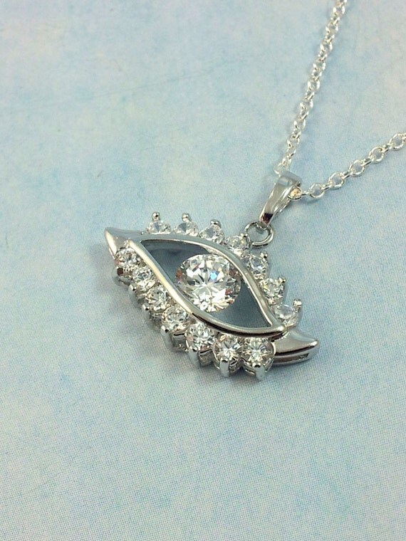 Evil Eye Sterling Silver Necklace Swarovski by divinitycollection