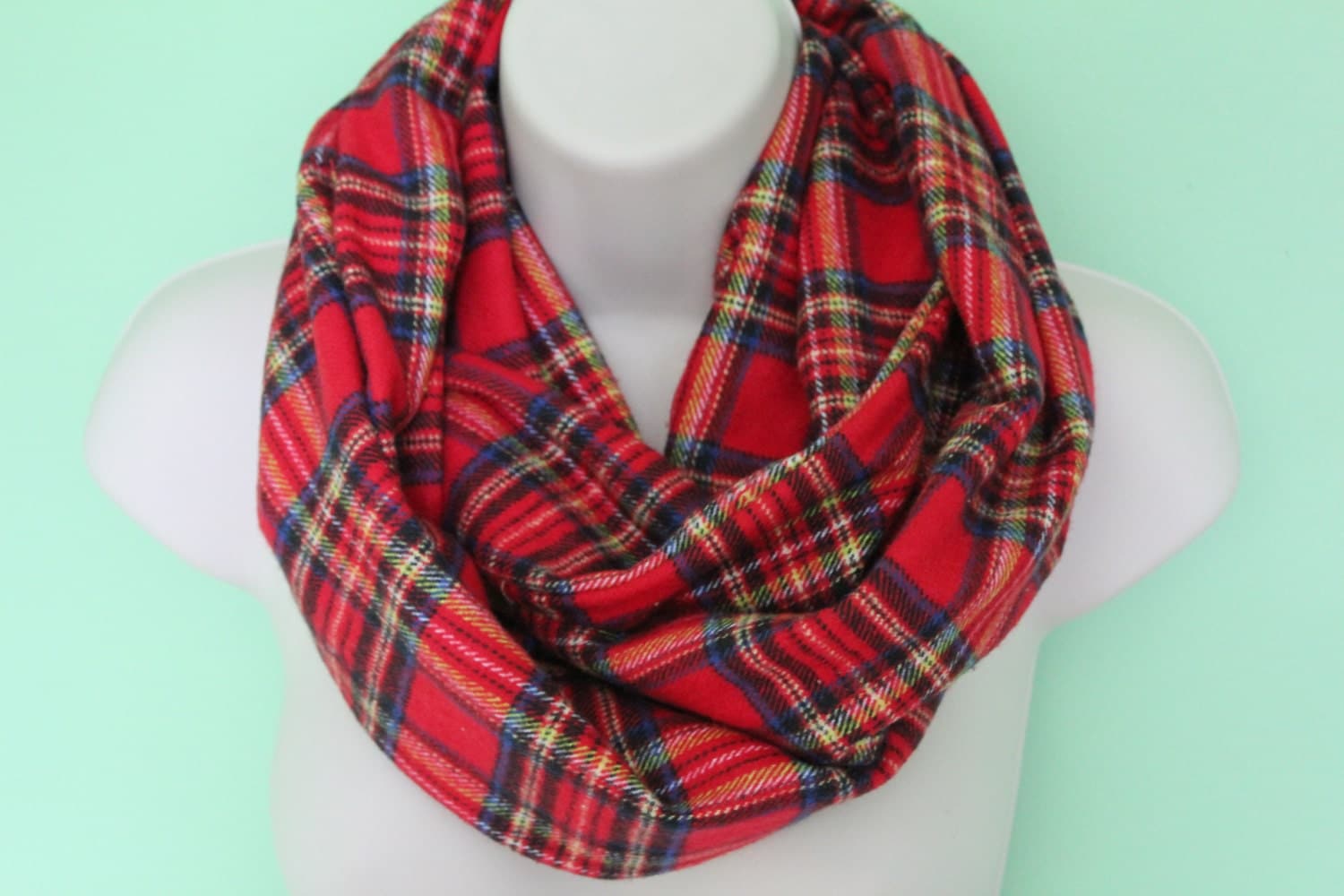 red plaid infinity scarf flannel Infinity Scarf Circle Scarf