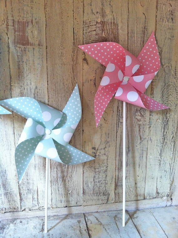 Pinwheels Mint & Pink Collection Set of 8 Pinwheels